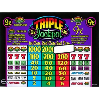 Picture of Top Glass, Triple Jackpot 3X 9X (16" Top) - IGT, S Plus/S2000.