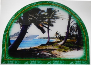 Picture of Top Glass GK-19, RT, Generic Beach Theme Green, (19.5"W 495mm x 15"H 381mm)