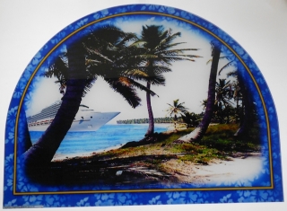 Picture of Top Glass, GK-19, RT,  Generic Beach Theme Blue, (19.5"W 495mm x 15"H 381mm)