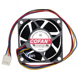 Picture of Fan, Cooling Fan, 60 mm x 60 mm x 25 mm 12 Volts 0.85A 4 Pins for Bally Alpha II MPU Cage