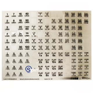 Picture of Button Legend, Complete Decal Set (1 Set per Sheet) - Williams BB1 .